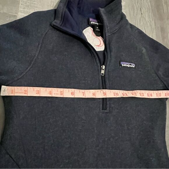Patagonia Better Sweater 1/4 Zip Navy Blue  Slim Fit Wool Blend Health Logo XS - Picture 5 of 10